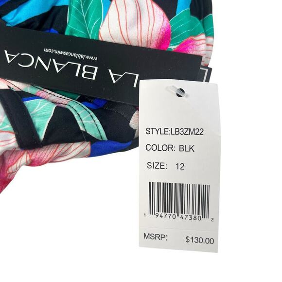 New Women’s La Blanca Floral Multi Strap Cross Back One Piece Swimsuit Size 12 - Picture 6 of 9